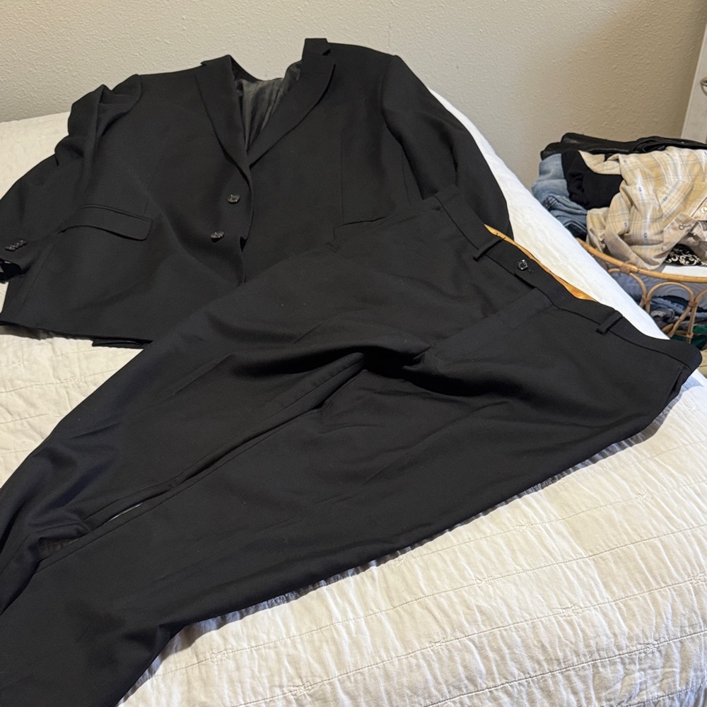 Vitarelli Black Men's Suit Jacket with Orange Piping